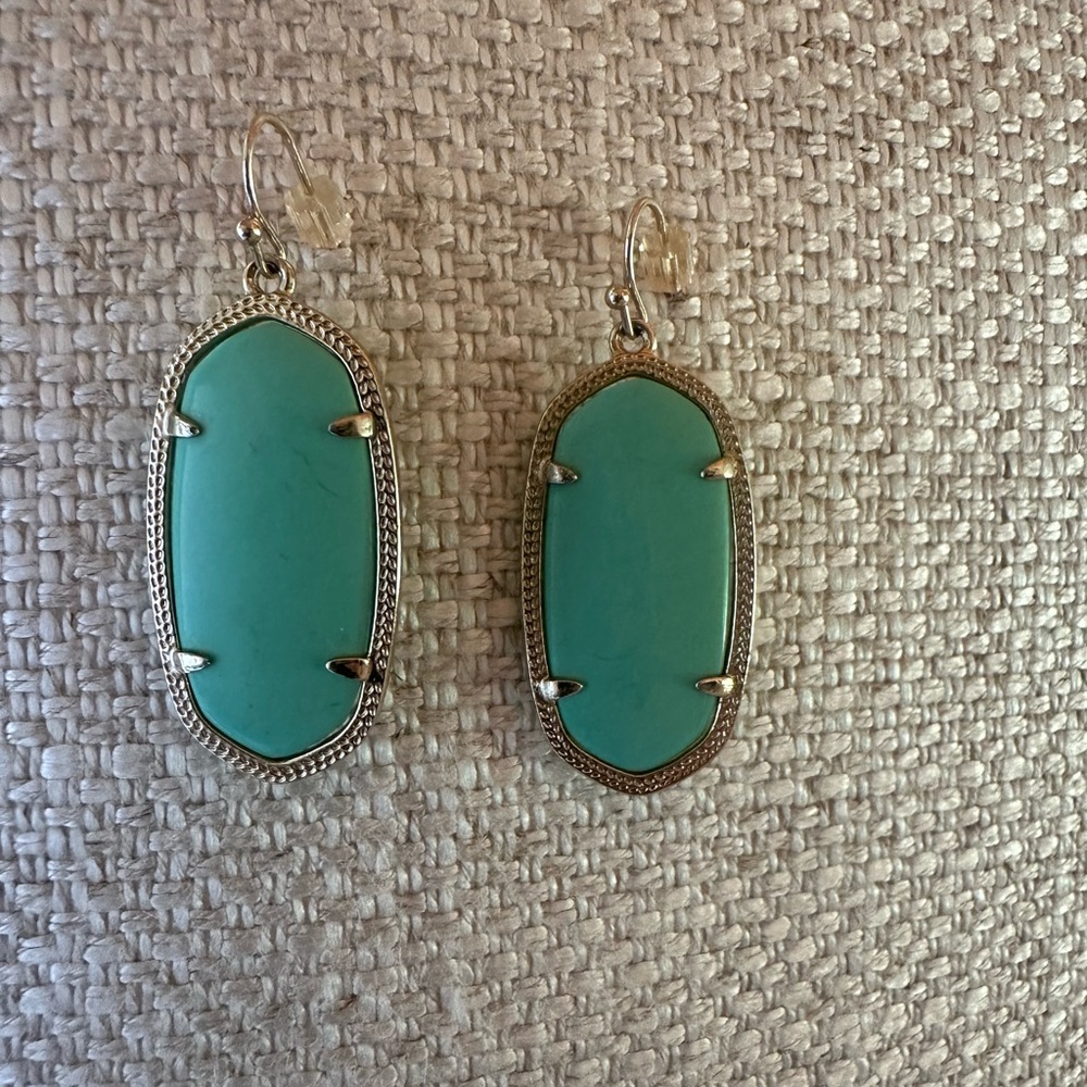Kendra Scott turquoise and Gold Earrings Modern Minimalist Design